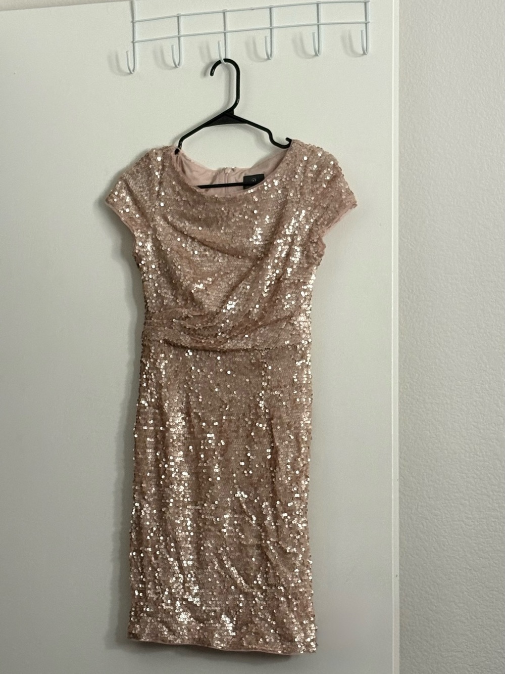 Adrianna Papell Rose Gold Sequin Midi Dress